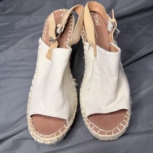 TOMS "MONICA" TAN WEDGE SLINGBACK ESPADRILLE SANDALS WOMEN SZ 9